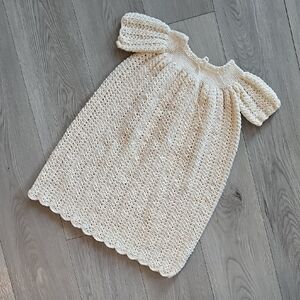 Vintage Hand Thick Knit Christening Gown
